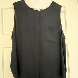 LOFT - Navy blue sleevless blouse with front pocket. Size XL